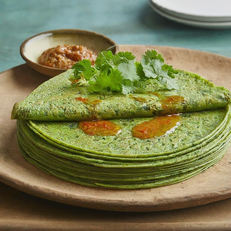 Spinach and coriander crepes